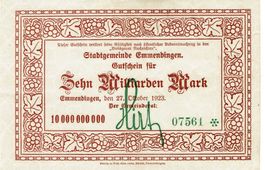 Emmendingen 10 Mrd.Mark KN+U-Schrift grün 27.10.1923 VZ++