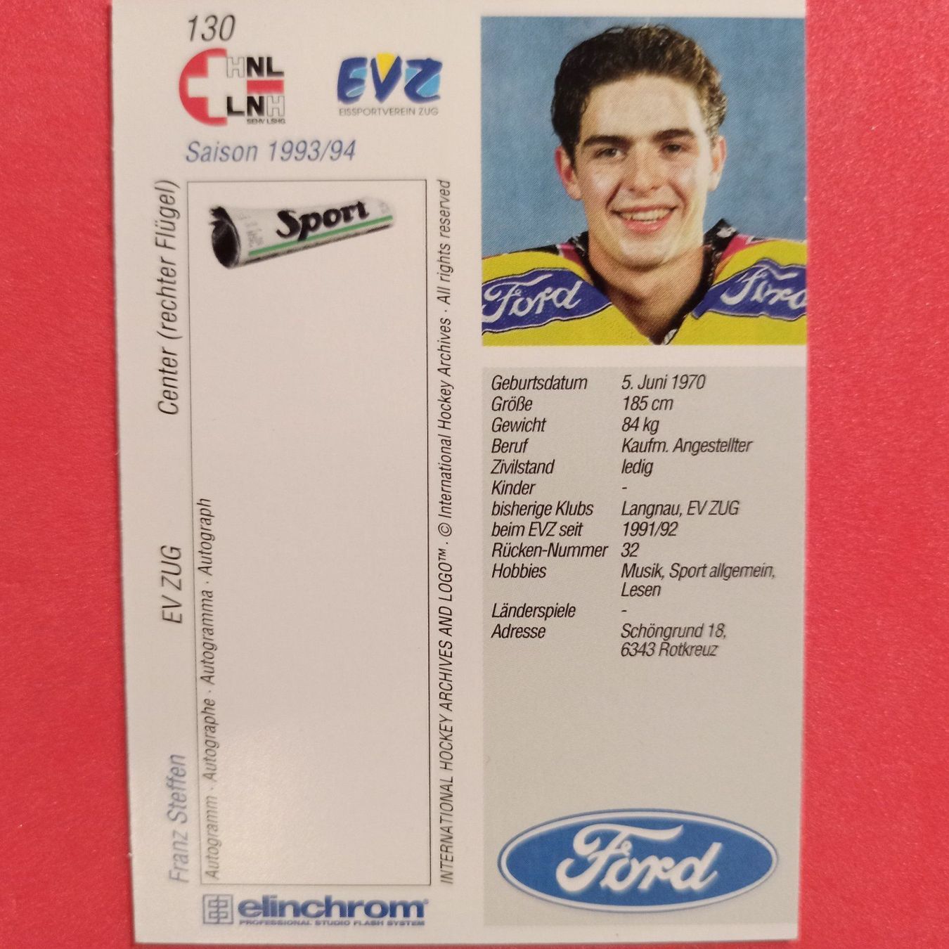 Carte collezionabili: Franz Steffen - EVZ - 1993/94 – Usato da Dübendorf venduto da kb86_MOVIE 1