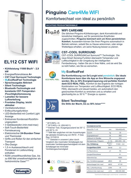 De'Longhi Klimageräte: Klimaanlage De'Longhi Pinguino PAC EL112 CST wie neu – Neu (gemäss Beschreibung) aus Binningen von Mbinc 8