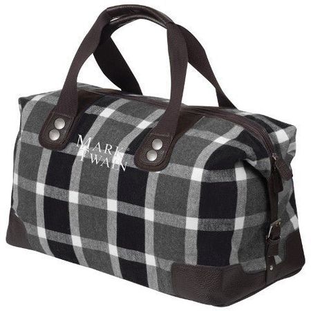 Sac de voyage en tartan noir et gris