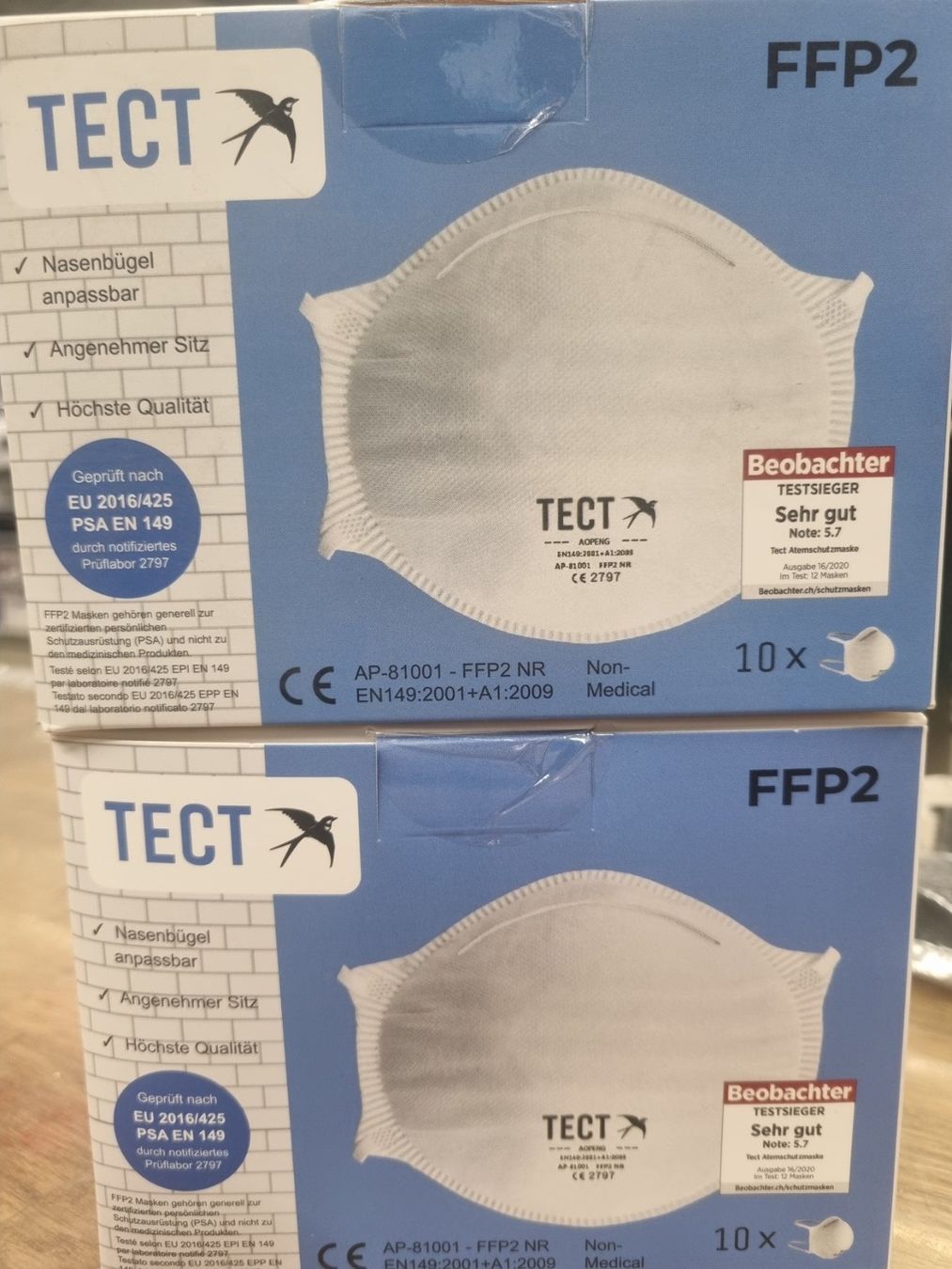 Protezione per viso e udito: FFP2 Maske ohne Ventil – Nuovo e nell'imballaggio originale da Biel/Bienne venduto da MainVolume