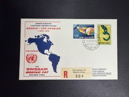Swissair Erstflugbrief Genf-Los Angeles ab UNO 1978