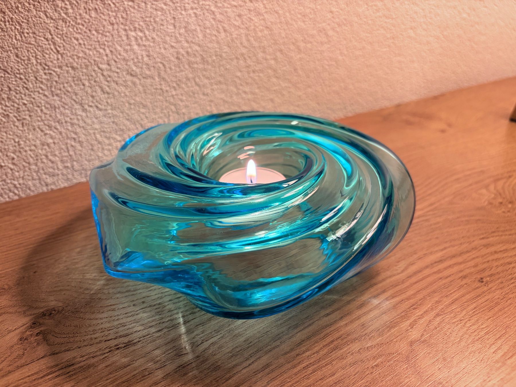 Murano Portacandele: Bougeoir Murano bleu turquoise, édition limitée – Nuovo e nell'imballaggio originale da Vuisternens-Ogoz venduto da PhilDr