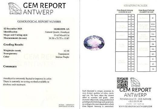 Pietre preziose: Améthyste Royale d'Exception - 62.48 ct - Certifiée GRA – Usato da Sion venduto da 15ramses