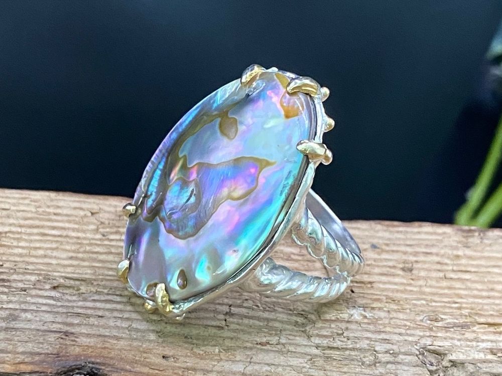 Grosser Abalone Muschel Ring in Sterlingsilber, Gr.56 | Kaufen auf Ricardo