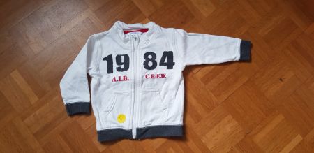 Jacke weiss mit grauem Bund, Gr. 74