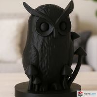 Forest Owl Sculpture – Figurine with Mushrooms - 3D Printed
