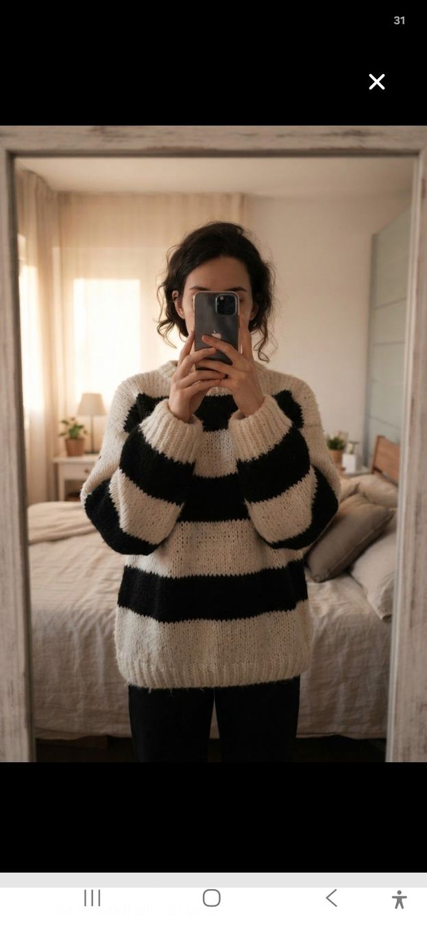 Maglioni & Felpe: Oversize Strickpullover gestreift Schwarz-Creme – Nuovo (secondo la descrizione) da Winterthur venduto da Winnia