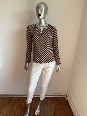 AKRIS: Edle kariert Seidenbluse, 36