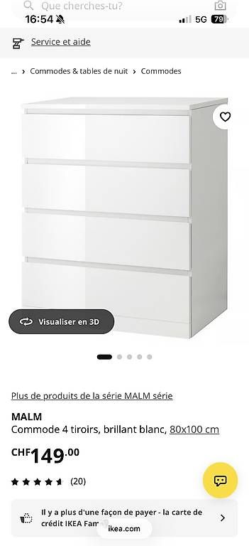 Cassettiere: Commode 4 tiroirs en parfait état  – Usato da Peseux venduto da ric_ybl8 3