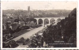 FRIBOURG, vue sur le pont de Zaehringen