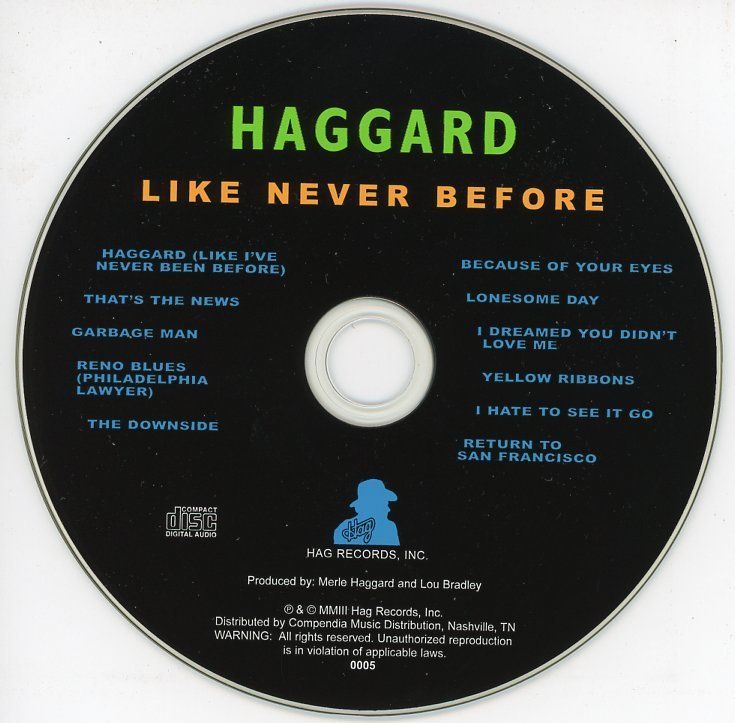 CD: CD - MERLE HAGGARD Like Never Before (Hag Records, 2003) – Nuovo (secondo la descrizione) da Morges venduto da evnocha3 2