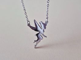 Collier Fée Clochette Disney Argenté Acier Inoxydable Neuf