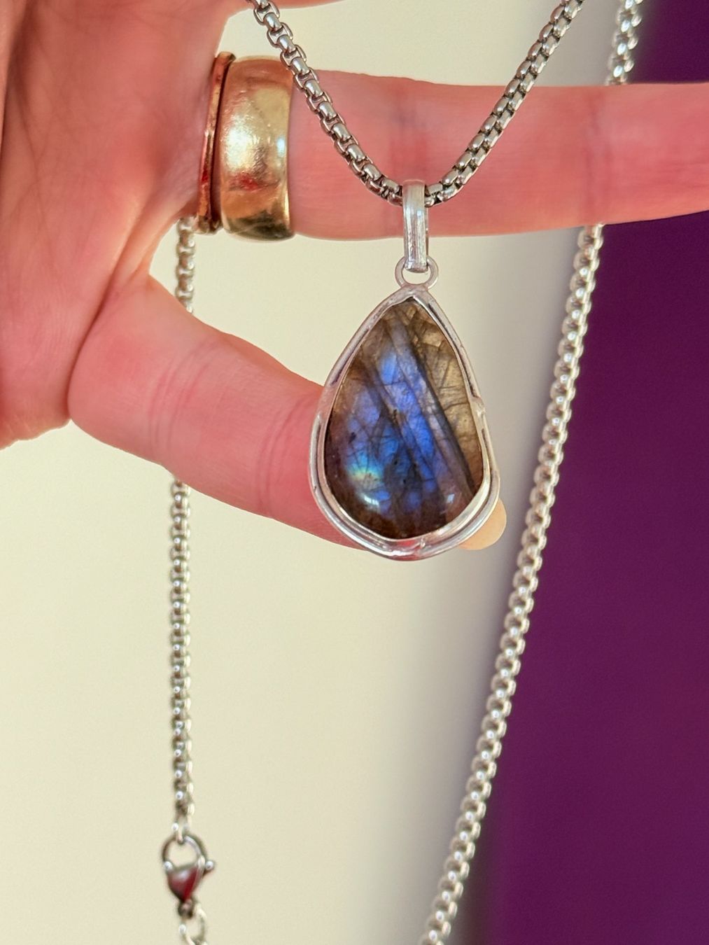 Catenine: Collier élégant avec Labradorite véritable, neuf! – Nuovo e nell'imballaggio originale da Genève venduto da AGBERG