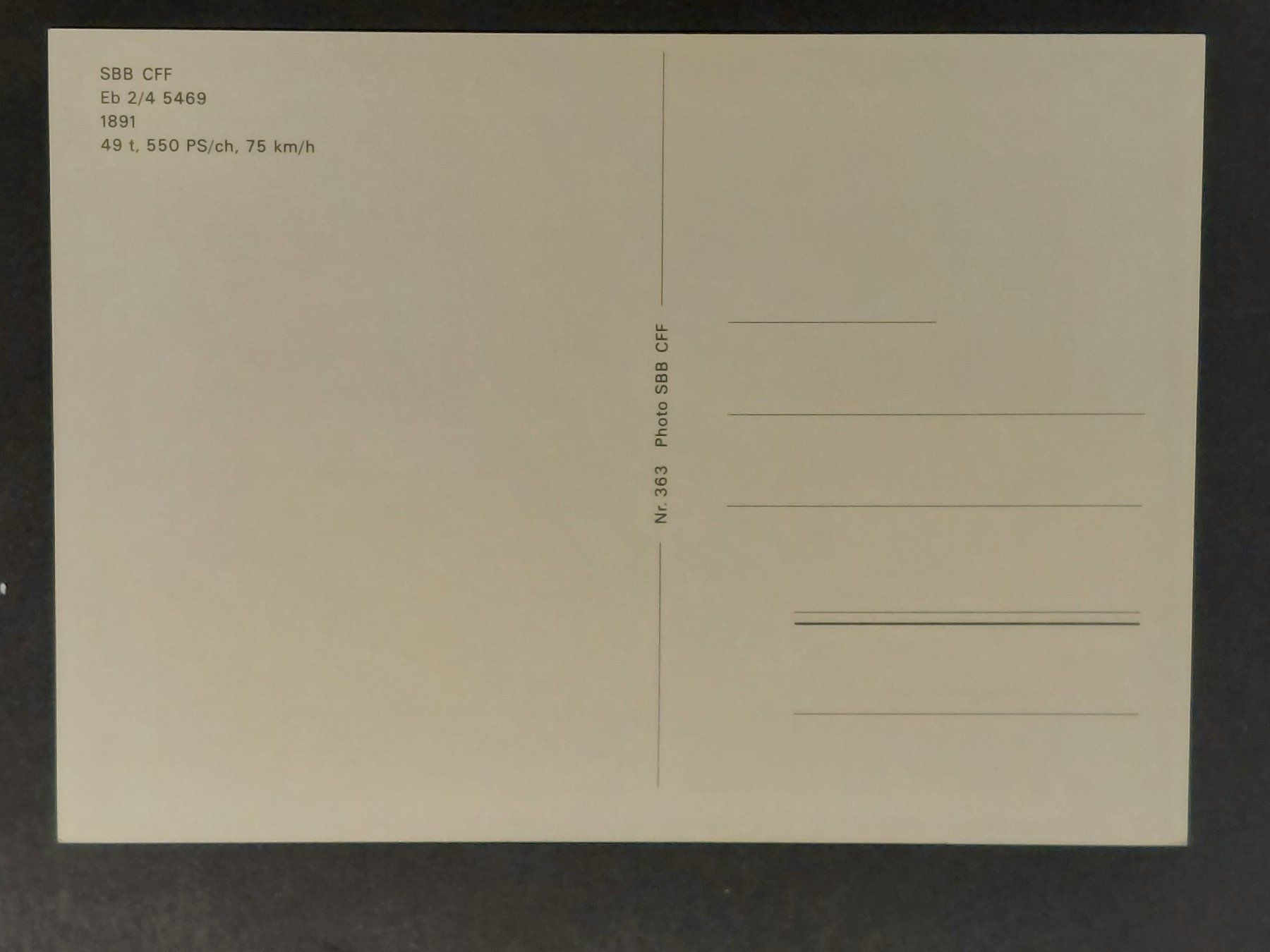Cartoline postali: Dampflok SBB Eb 2/4 5469, 1891 – Usato da Obfelden venduto da Funke2 1