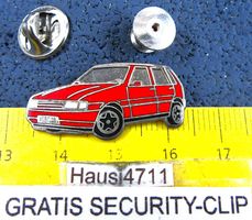 FIAT UNO ROT AUTO PIN ENAMEL MIT SECURITY-CLIP VINTAGE OLDI