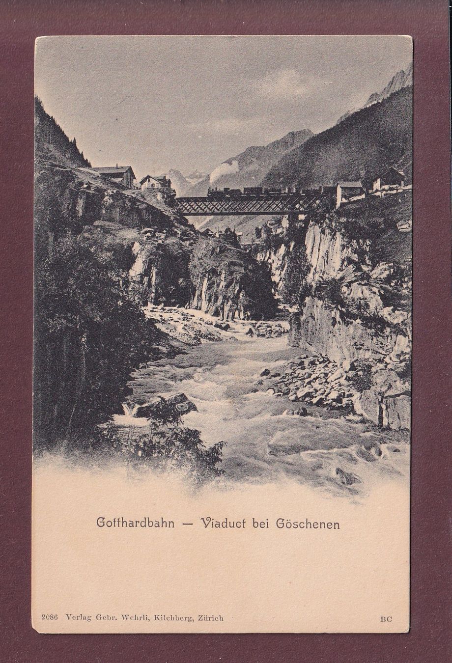Cartoline postali: Gotthardbahn - VIADUKT bei Göschenen - Zug – Usato da Pully venduto da nicecards