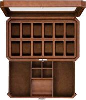 ROTHWELL 12-Fach-Leder-Uhrenbox mit Valet-Schublade