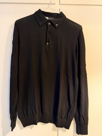 Karl Lagerfeld Polo Nera Manica Lunga Taglia L - Nuovo!