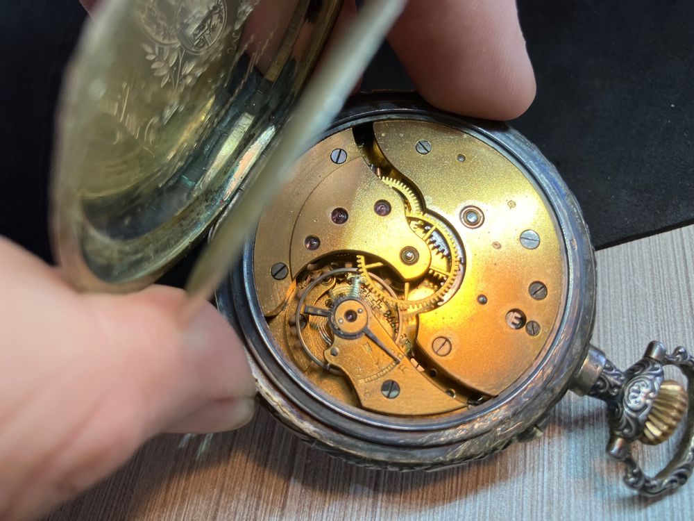 Mouvement Montre Mécanique Vintage - Boîtier Argent 800 - Sans Marque