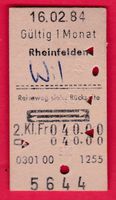 KARTON BILLETT, RHEINFELDEN - WIL, 2.KLASSE, RETOUR