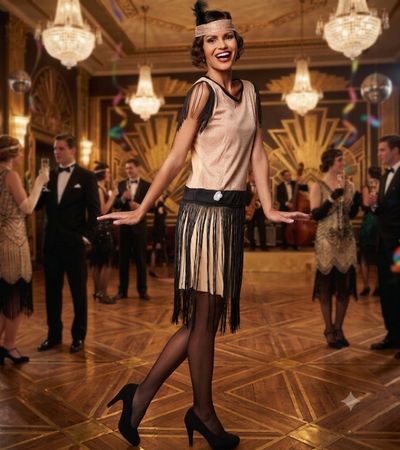 🥳 Charleston Kostüm-Kleid - M - Great-Gatsby-Look 🎷