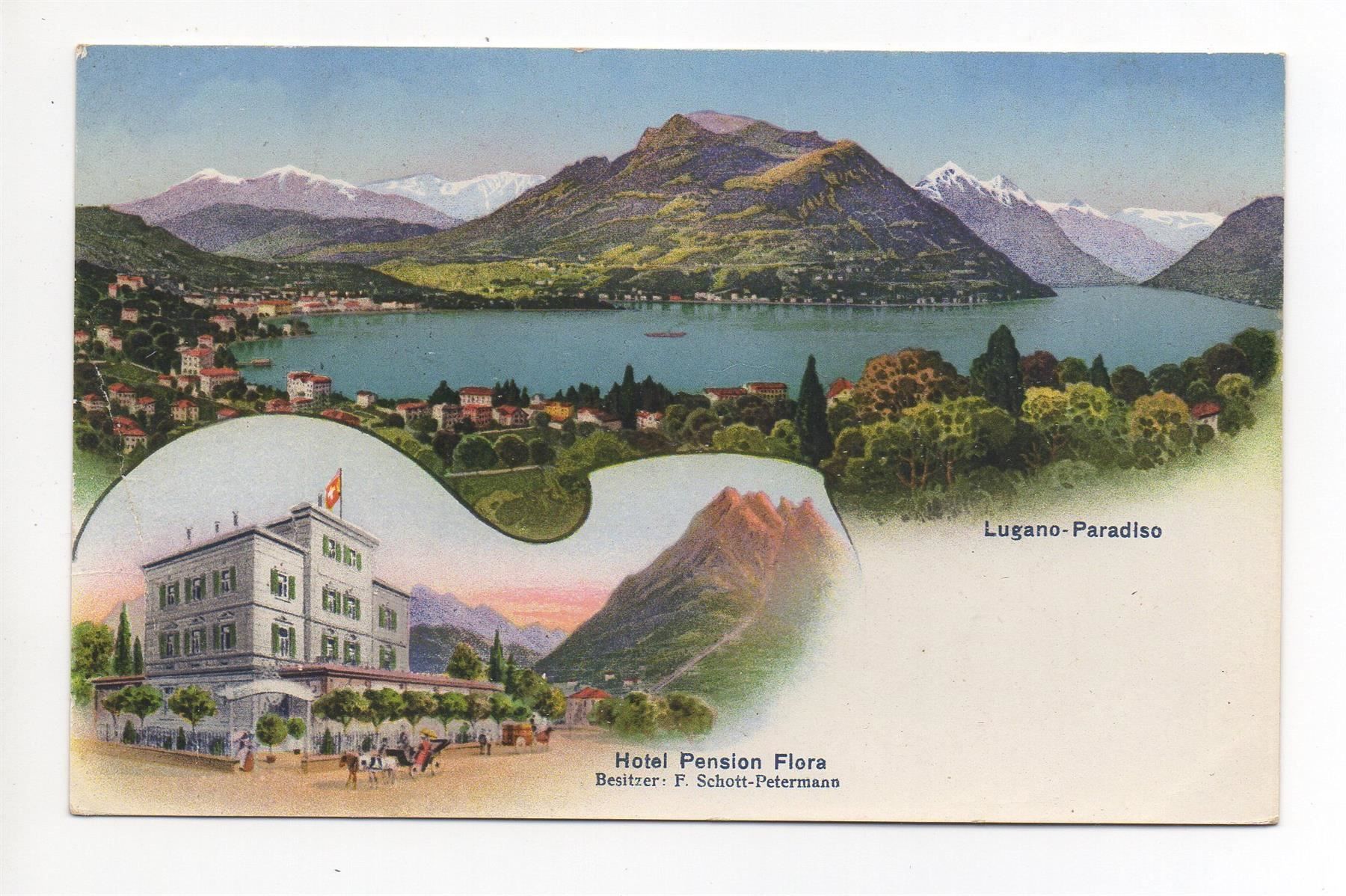 Ansichtskarten: Litho LUGANO-PRADISO Hotel Flora – Gebraucht aus Jona von philajona