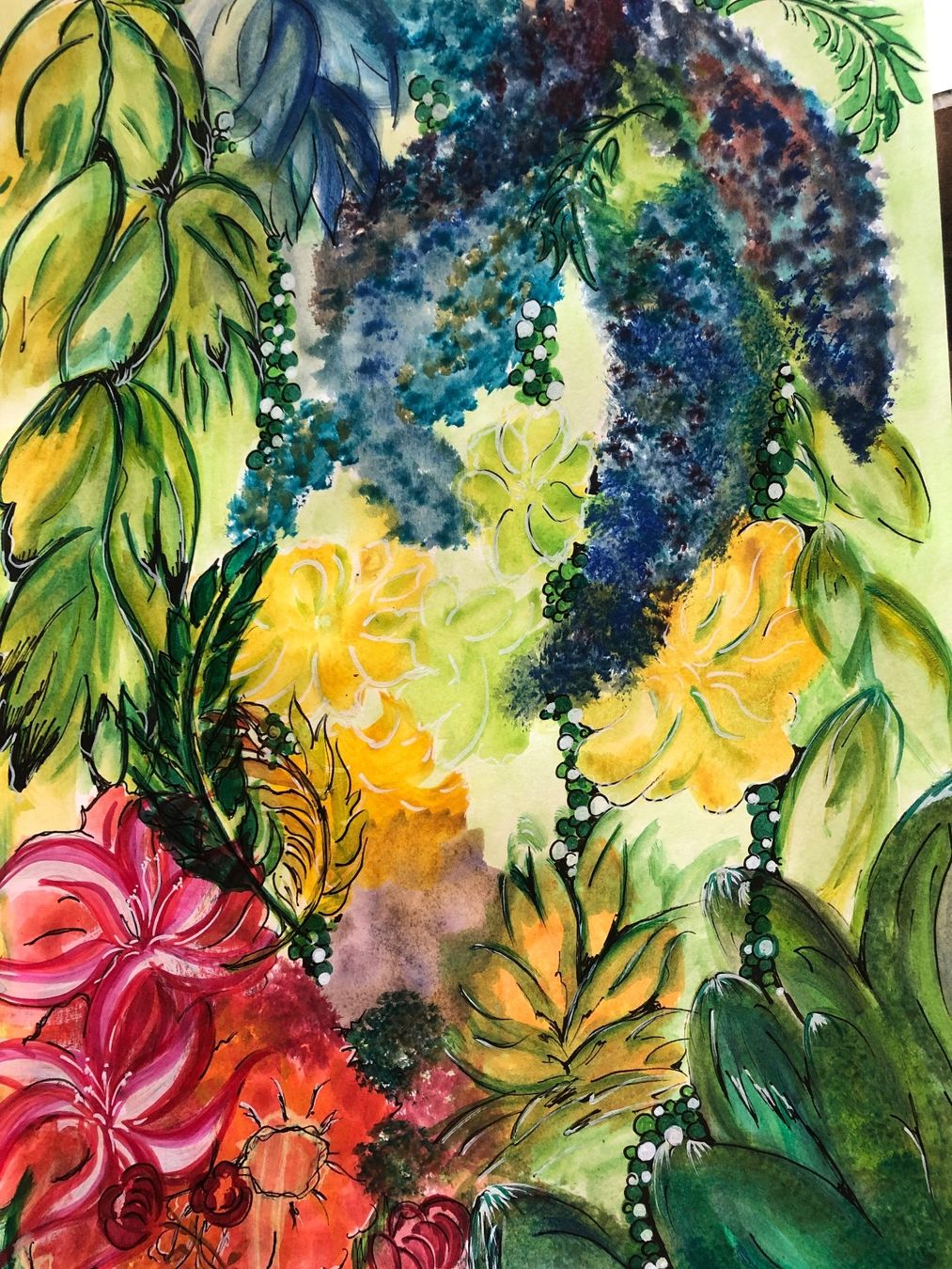 Foto & Immagini: Aquarell "Tropischer Garten" farbenfroh – Nuovo (secondo la descrizione) da Uster venduto da mef_6qpg
