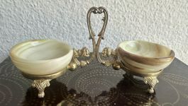 Wunderschöne  kl.Schalen 2St.Onyx,Gestell aus Messing antik