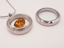 Medaillon befüllbar - Swarovski Kristall Topaz