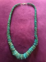 bijoux long collier en argent et turquoise 