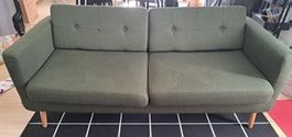 Sofa grün 2-Sitzer Stoffbezug Holzfüsse gebraucht