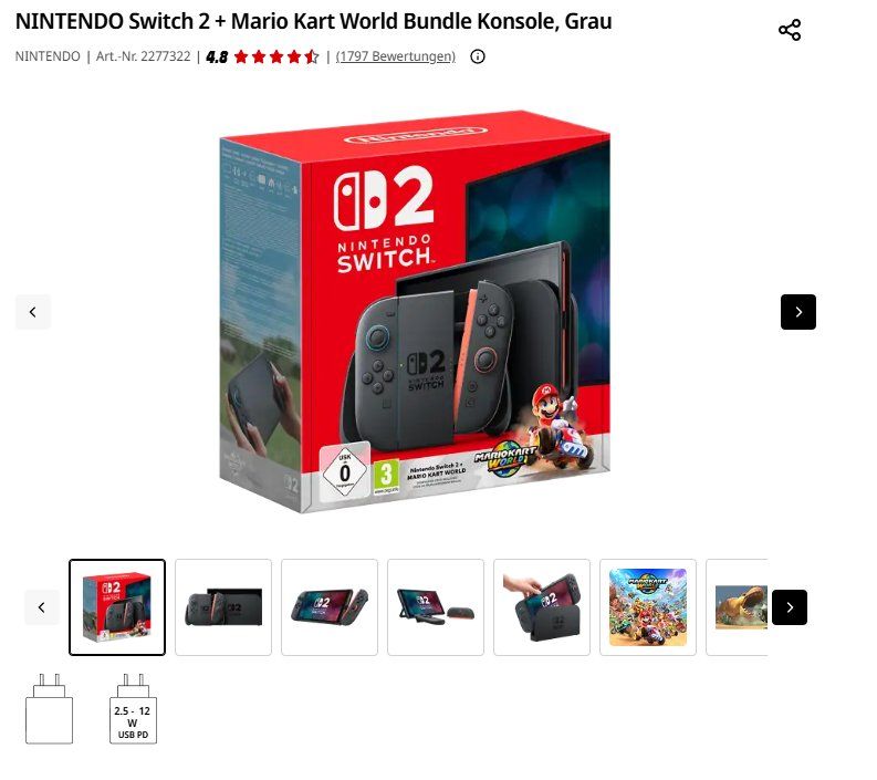 Nintendo Console: NINTENDO Switch 2 + Mario Kart World Bundle – Nuovo e nell'imballaggio originale da Flawil venduto da nine9nine9