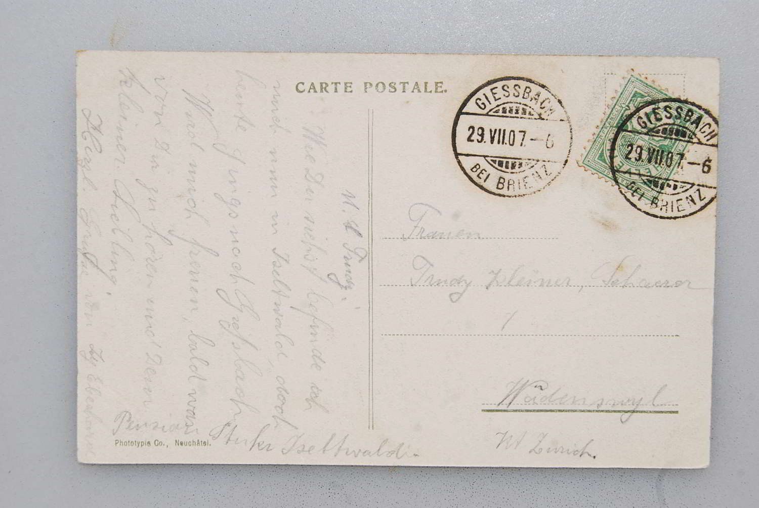 Ansichtskarten: AK Hotel Giessbach 1907 – Gebraucht aus Rüfenacht BE von Toro06 1