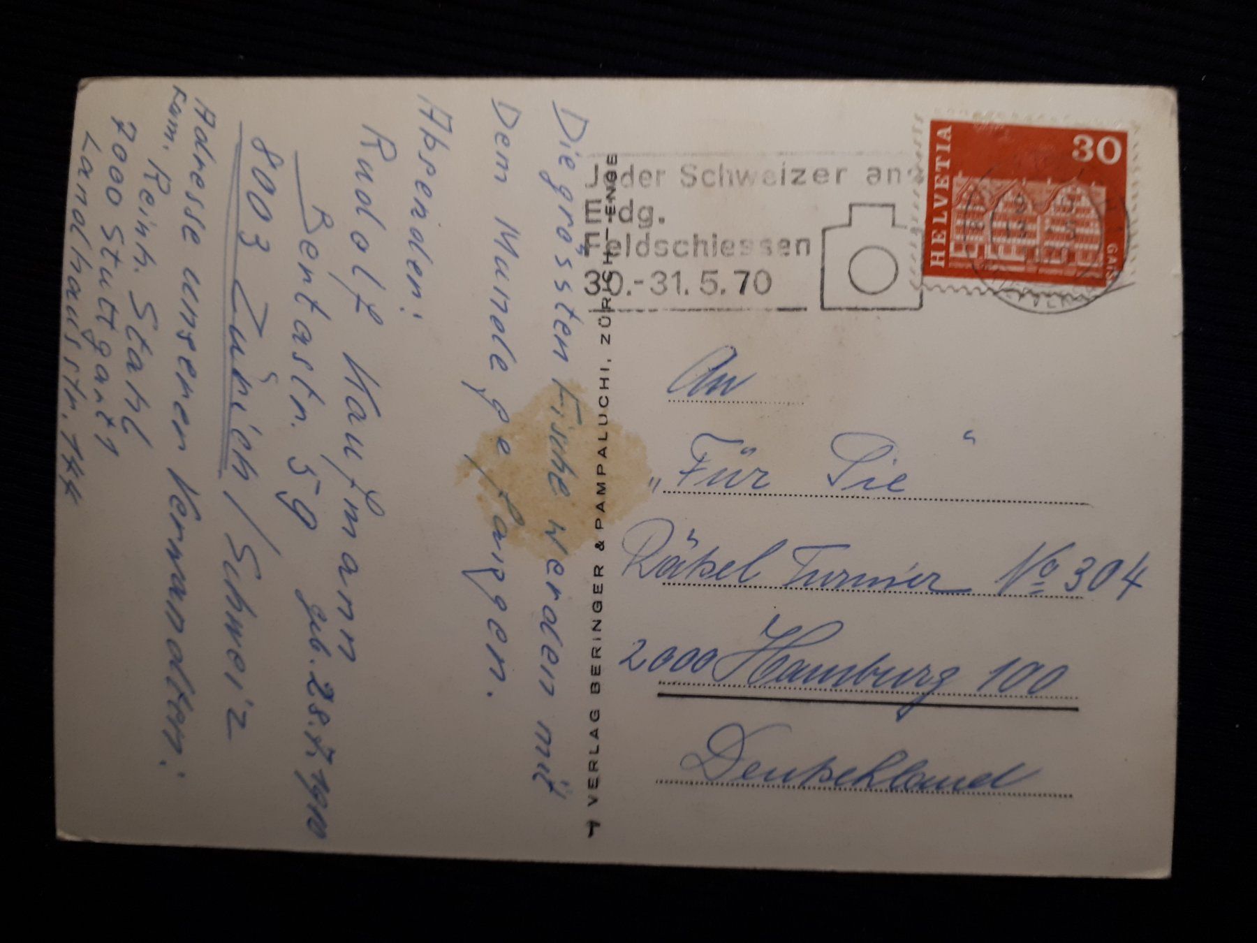 Cartoline postali: ZURICH 1970 - DAMPFSCHIFF - EINIGE MANGEL – Usato da Ponto Valentino venduto da giorgia06 1