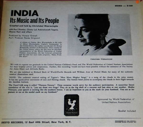 Christobel Weerasinghe India Its Music Indische Musik LP (Gebraucht
