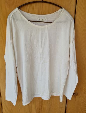 Vintage BELLA JONES Shirt elfenbein BW&Seidensatin S/M (SVT)