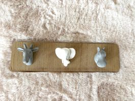 Garderobenleiste mit 3 Tierhaken