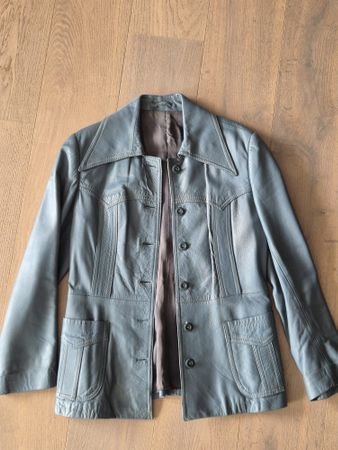 Elegante Vintage-Lederjacke, echtes Leder, Grösse S
