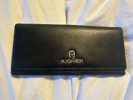 Aigner Portemonnaie Leder schwarz - wie neu