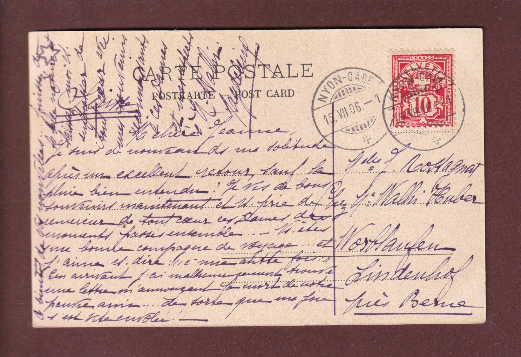 Cartoline postali: NYON - Le Château - 1906 – Usato da Pully venduto da nicecards 1
