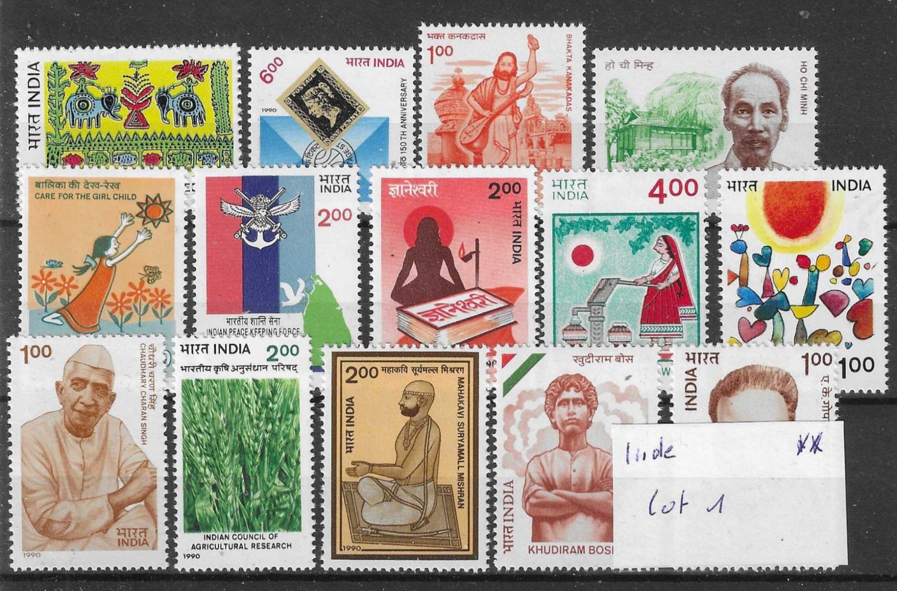 Tutti i francobolli: Timbres Inde: Lot 1 ** – Nuovo (secondo la descrizione) da Muraz (Collombey) venduto da Resine