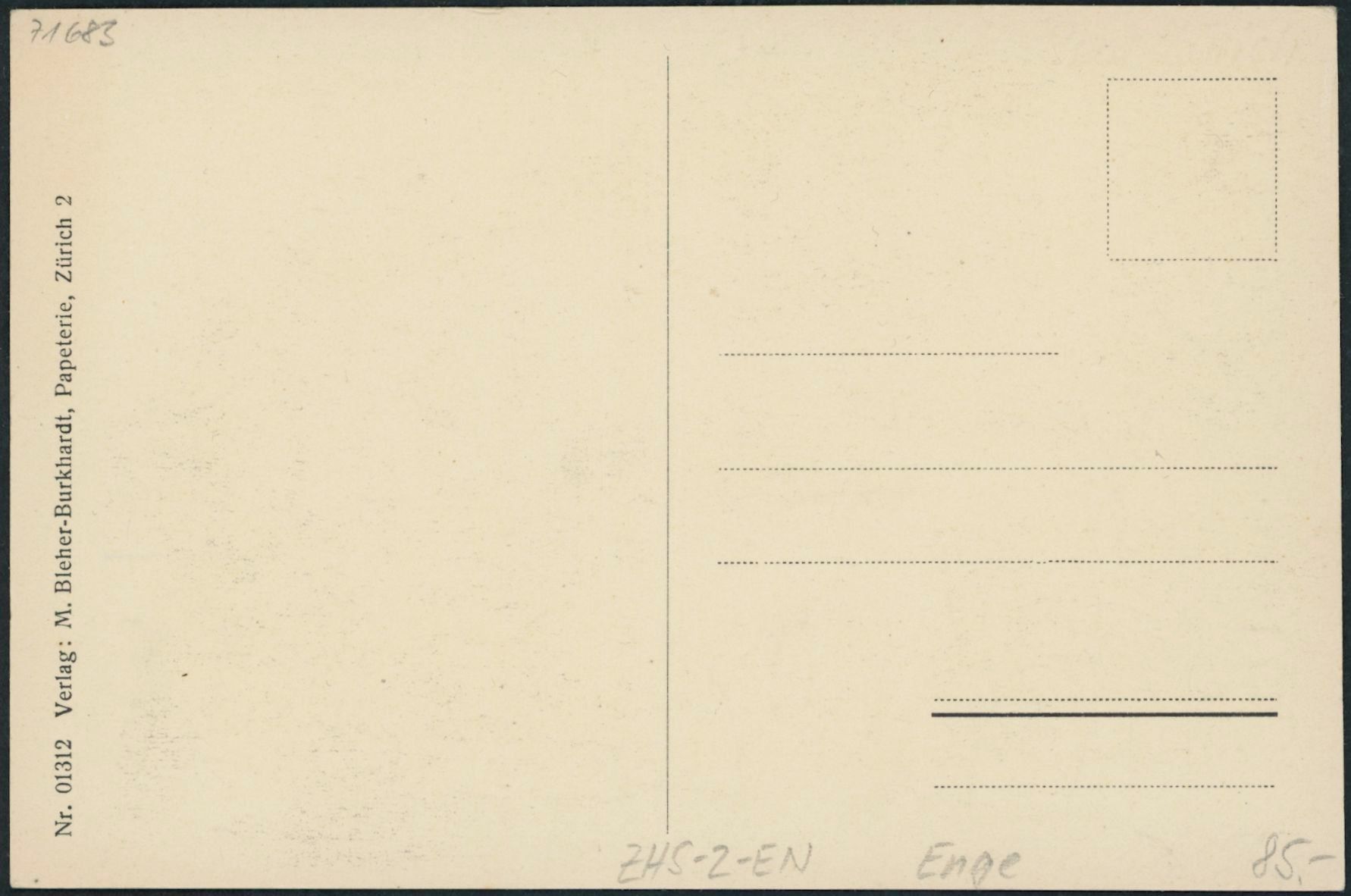 Cartoline postali: ZHS Enge - Zürich – Nuovo (secondo la descrizione) da Schindellegi venduto da leecollect 1
