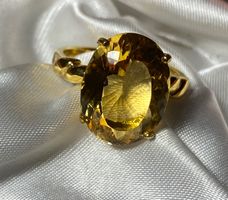 natürlicher Citrin Ring 💎✨ Silber 925 vergoldet RB198