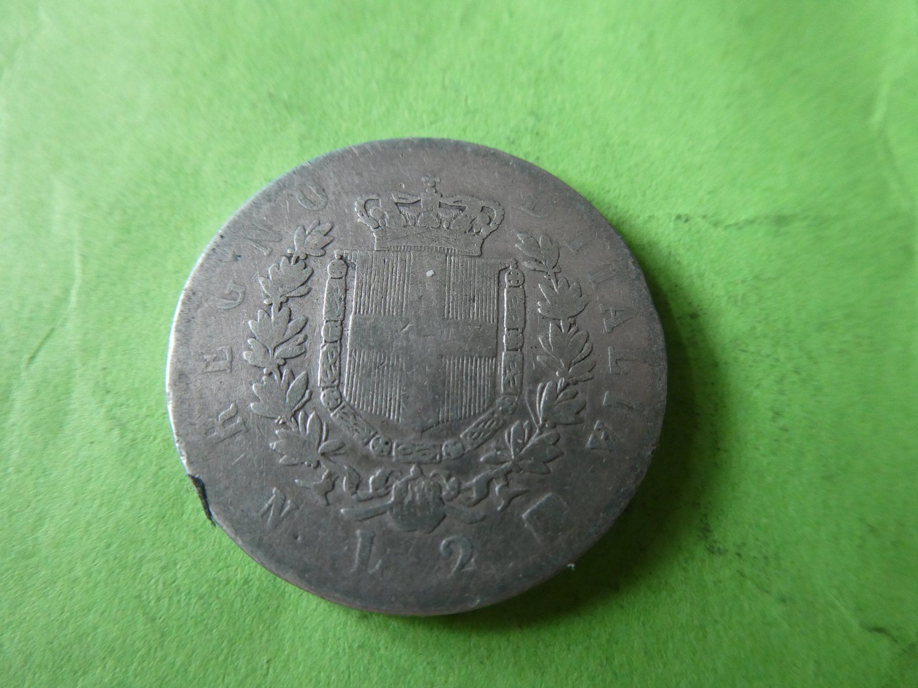 Alle Münzen: Italien 1863, 2 LIre - Silber – Gebraucht aus Hinterforst von Rohusri 1
