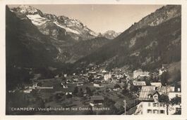 Champery VS Dorf Panorama Dents Blanches Berge