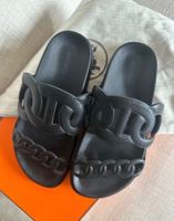 Hermes Extra Sandalen, Gr. 38, schwarz