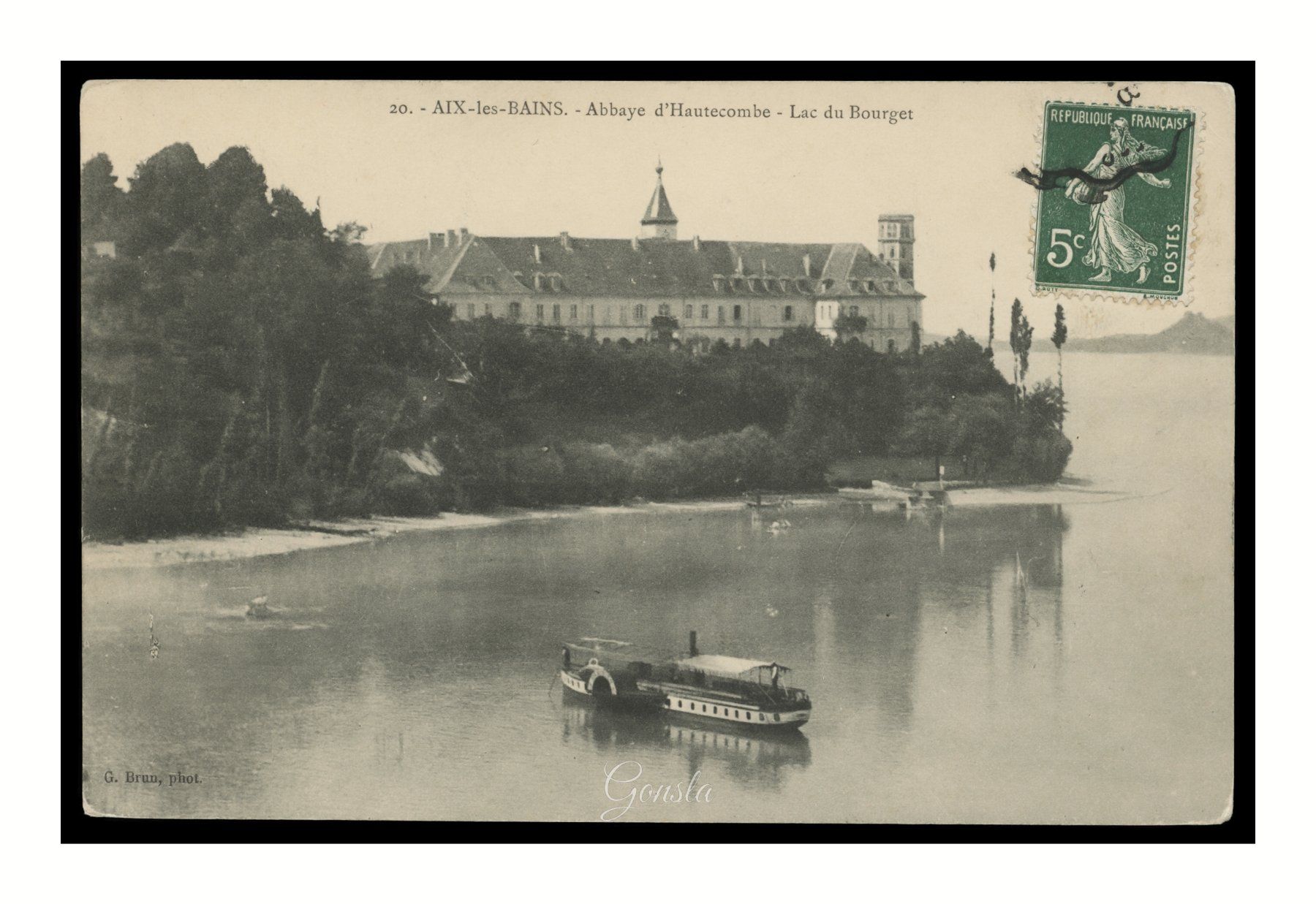 Cartoline postali: AIX-LES-BAINS - 1900 "Bateau" Lac et Abbaye – Usato da Onex venduto da gonsla01