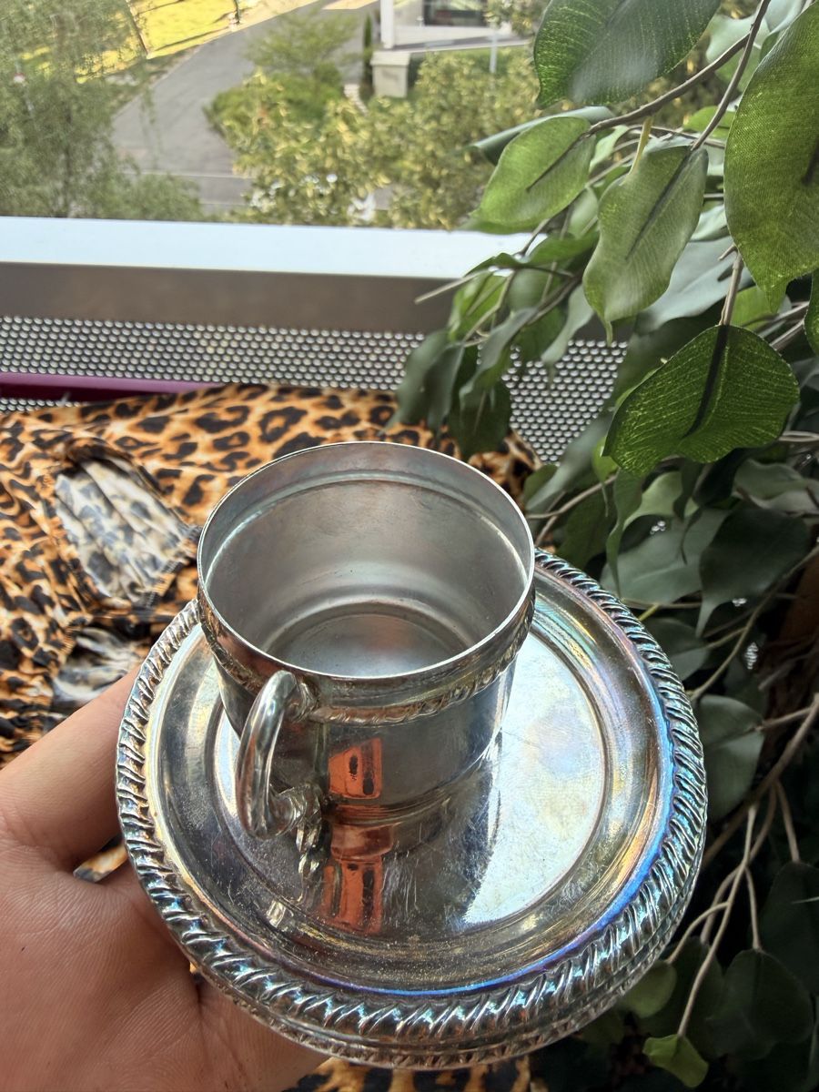Tazze: Tasse et soucoupe en métal argenté – Usato da Onex venduto da mou_x2gr 2