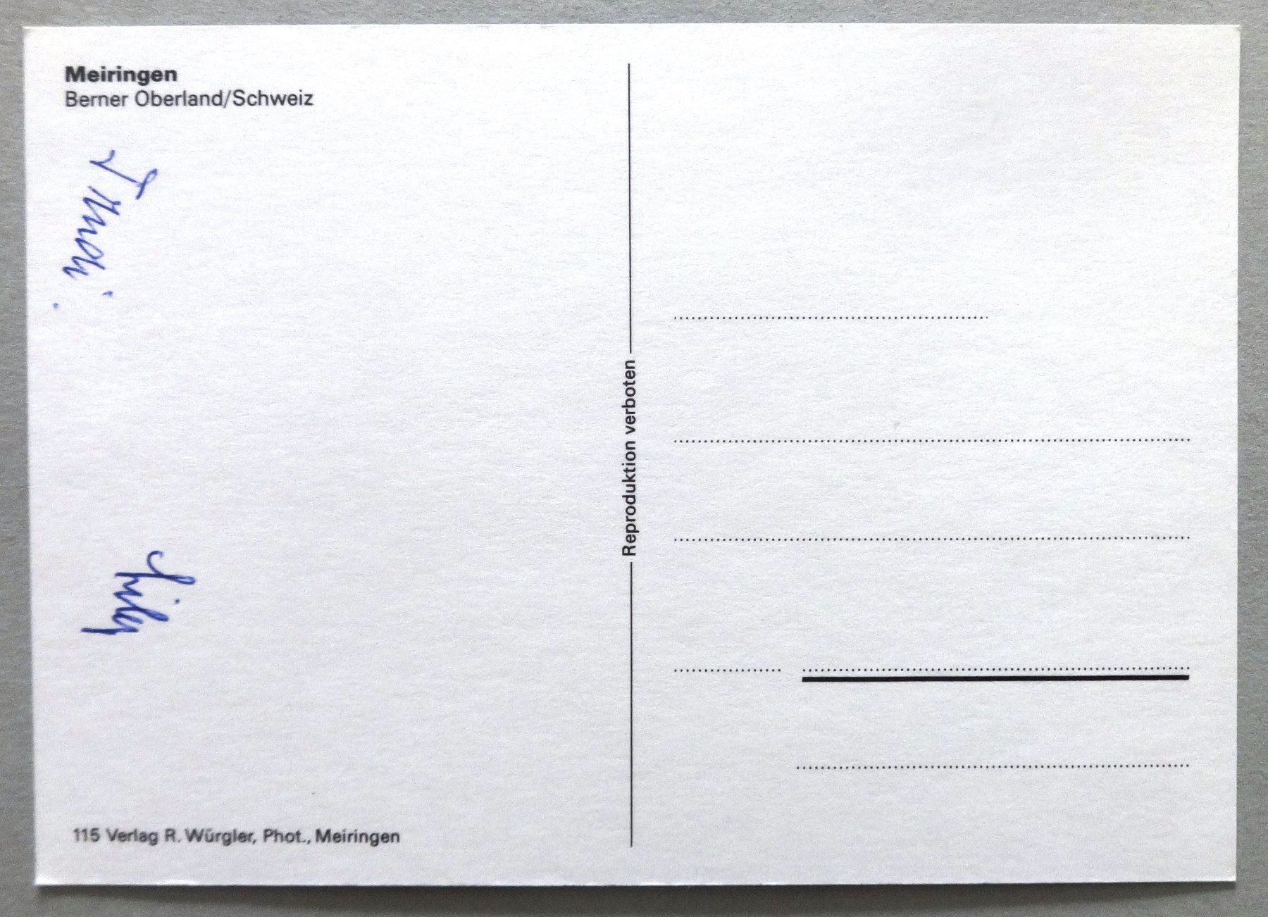 Cartes postales: Meiringen, B.O. – D'occasion à Fétigny par Billy2miny 1